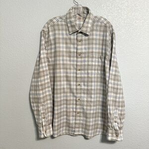 Faherty Blue Plaid Flannel Shirt Size XL Featherweight Cotton Stretch MWF2109